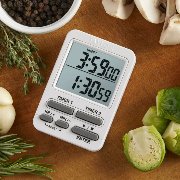 Taylor 4.4 lb Digital Kitchen Scale and Bowl; Instant Read Meat Thermometer  and Timer