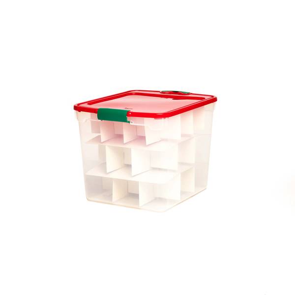 Homz 36-Count Latching Clear Ornament Storage Container with