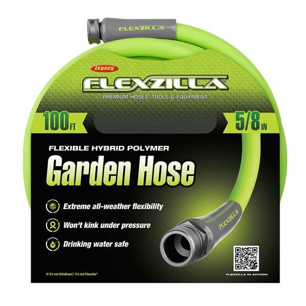 Legacy Flexzilla 5/8 x 100' Heavy Duty Lightweight Drinking Water Garden Hose, Green