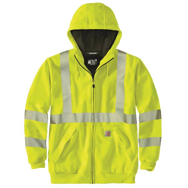 Carhartt Men's High-Visibility Loose Fit Midweight Thermal-Lined Full-Zip Class 3 Sweatshirt | Brite Lime | XL