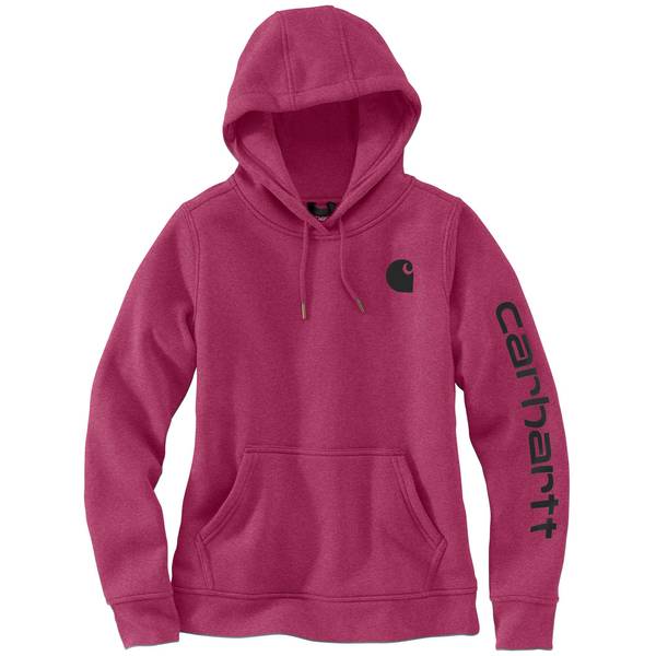 Carhartt Women's Relaxed Fit Midweight Logo Sleeve Graphic Hoodie, Beet