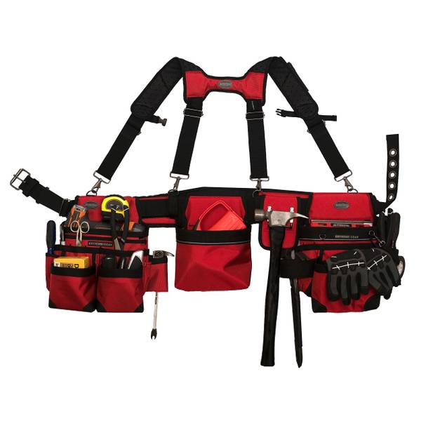 Bucket Boss Red Tool Belt with Suspenders 55185-RD Blain's Farm  Fleet