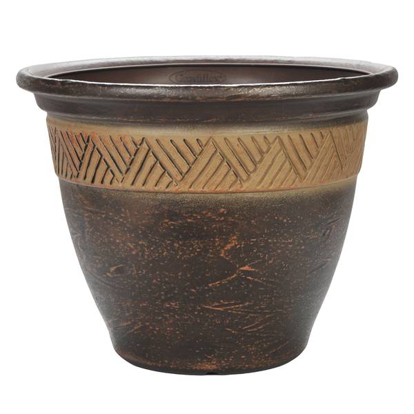 Grosfillex Aztec 15" Decorative Resin Planter US844102 Blain's Farm