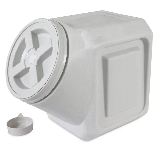 Pet food outlet container screw lid