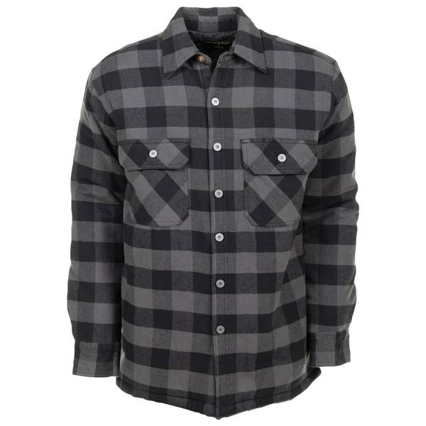 Work n' Sport Men's Quilt Lined Snap Flannel, Charcoal Black Buffalo ...