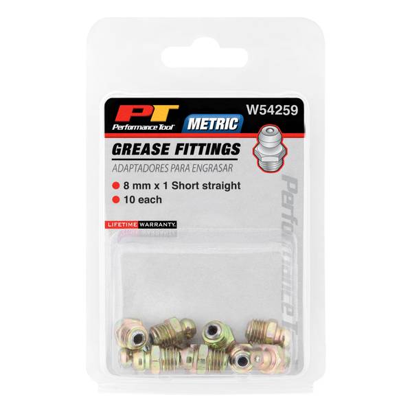 Performance Tool 10Pack 8 mm x 1 Short Straight Fitting Assortment