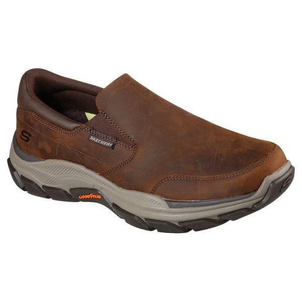 Skechers Men's Relaxed Fit Respected Calum Leather Slip-On Shoes, Brown ...