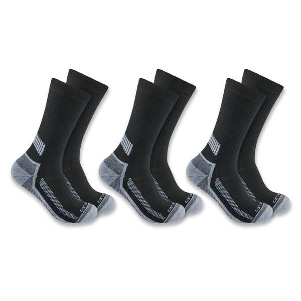 Carhartt Men's 3-Pack Force Midweight Crew Socks - XL - Black