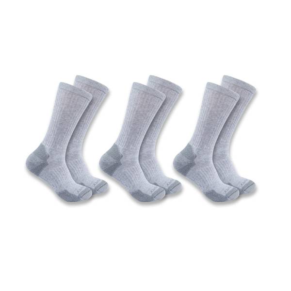 Carhartt Men's 3Pack Midweight Cotton Blend Crew Socks, Grey, XL