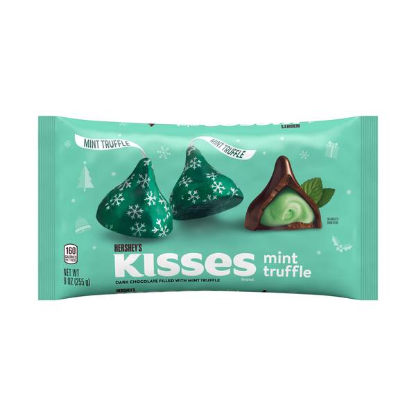 Photo of KISSES Dark Chocolate Mint Truffle Candy 9 oz