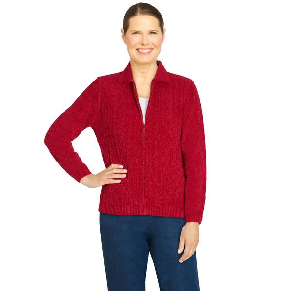 alfred dunner chenille zip cardigan sweater