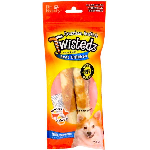 Pet Factory 5" TWISTEDZ American Beefhide Chip Rolls with Chicken Meat