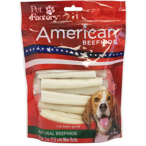 Pet Factory 3" American Beefhide Mini Rolls 14Pack PFY28061 Blain