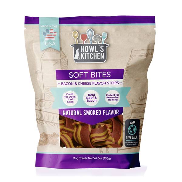 Howl's Kitchen 6 oz Bacon and Cheese Meaty Strips Dog Treats AT316