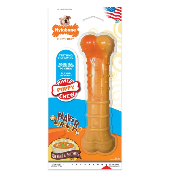 Nylabone Puppy Chew & Dura Chew Peanut Butter Bone Twin Pack Dog Toy, Small