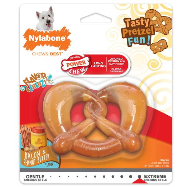 Nylabone Power Chew Pretzel Dog Toy Bacon & Peanut Butter, Small