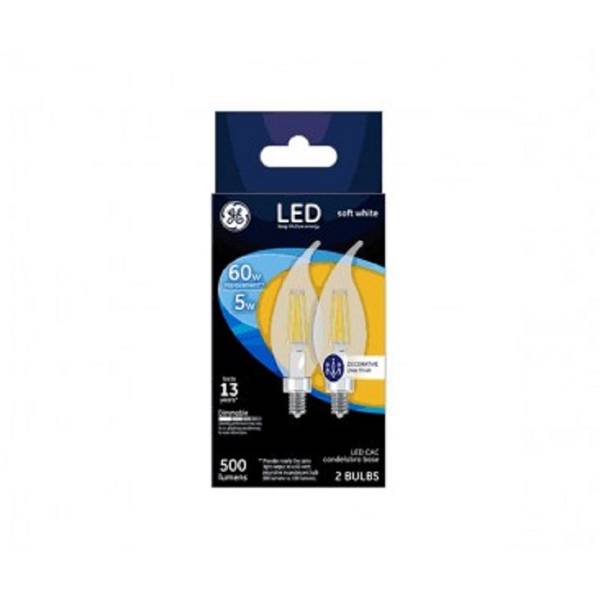 Photo of LED 60 Watt Replacement Chandelier CAC Bent Tip Filament Decorative Light Bulb