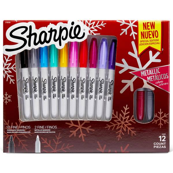 SHARPIE Metallic Permanent Markers, Fine Tip Marker Set, Assorted Metallic  Markers, Stocking Stuffers, Art Supplies, Teacher Gifts, Holiday Gifts for