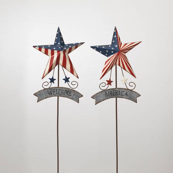 Gerson Metal Americana Star Yard Stakes Assortment 2567820 Blain's