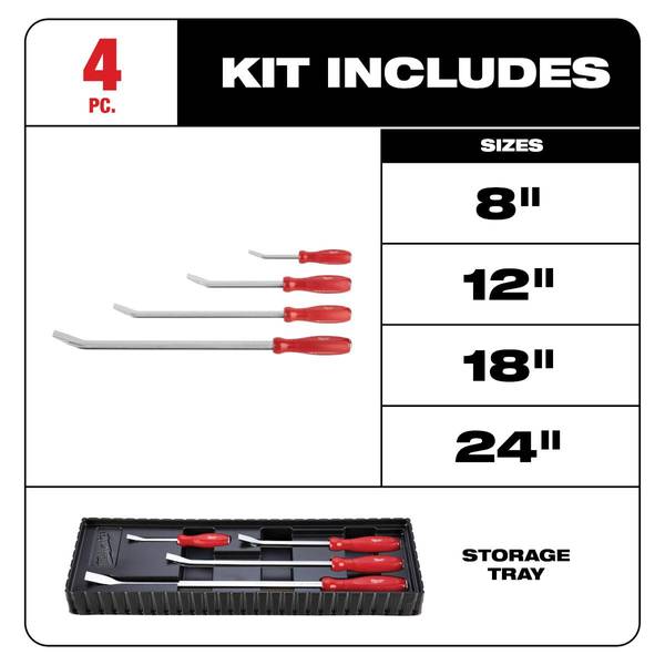 Milwaukee 4-Piece Pry Bar Set - 48-22-9214 | Blain's Farm & Fleet