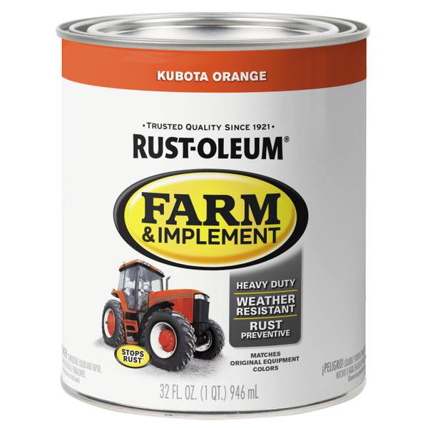 RustOleum 1 QT Farm & Implement Kubota Orange Gloss Spray Paint
