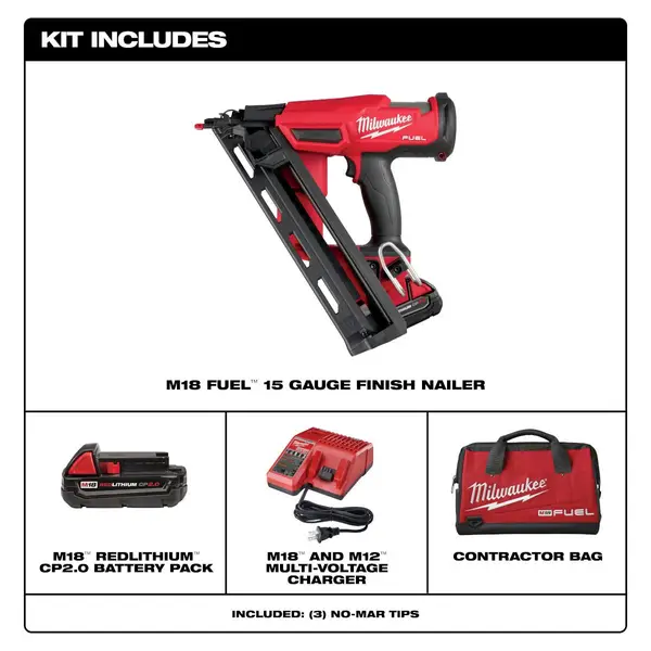 Milwaukee M18 FUEL 15 Gauge Finish Nailer Kit 2839-21CT - Main Image