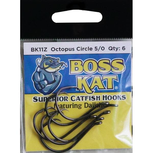 Boss Cat 6-Pack Black Nickel Size 5/0 Octopus Circle Hook - BK11Z