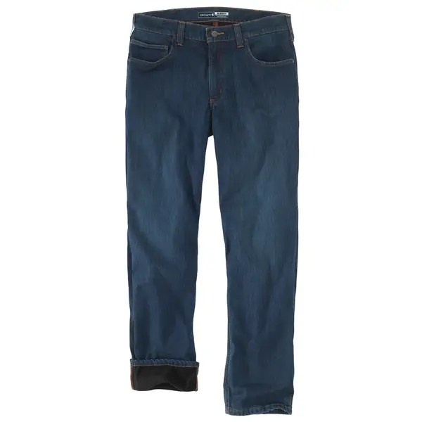 Blue Loose Fit Fleece-Lined Denim Pants