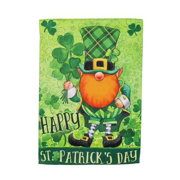 Photo of St. Patricks Day Gnome Garden Suede Flag