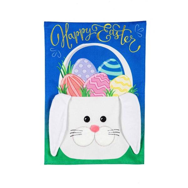 Evergreen Enterprises Easter Bunny Basket Garden Burlap Flag - 14B10148 ...