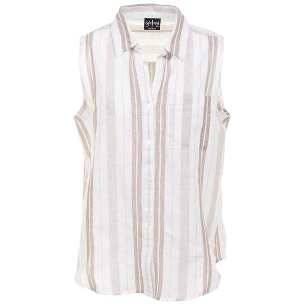 Plus Size Sleeveless Button Down Shirt 