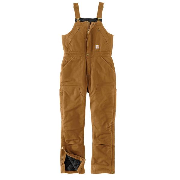 Carhartt Men's Loose Fit Firm Duck Insulated Bib Overall - Tall - Brown