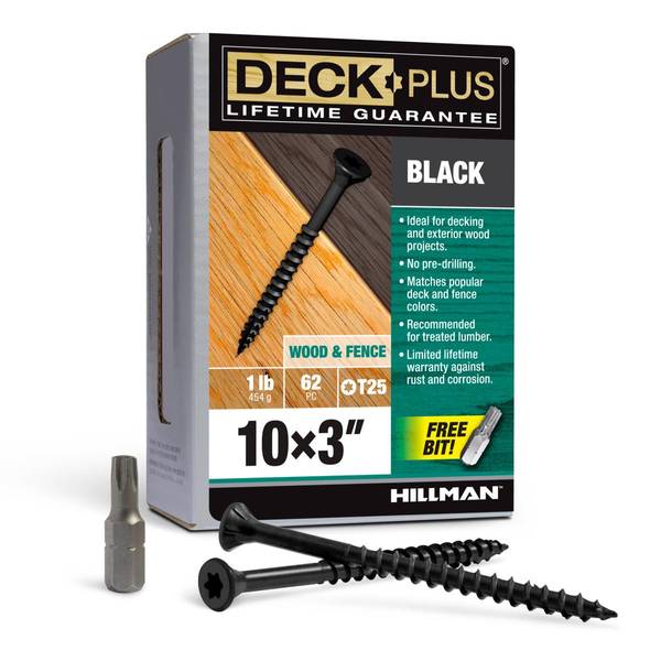 Hillman 62Pack 3" Deck Plus Black Deck Screws 48837 Blain's Farm