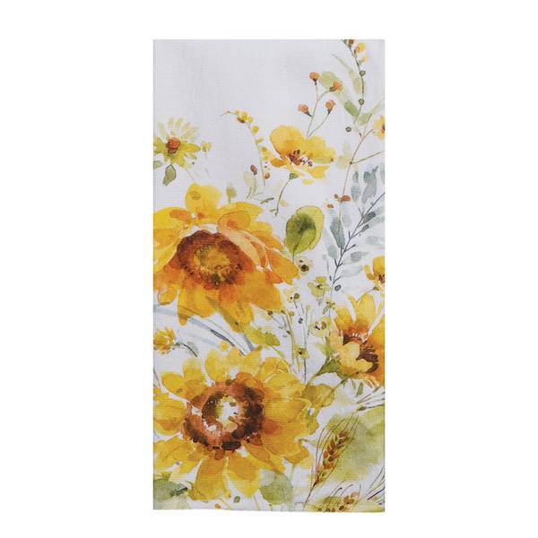 Kitchen Hand Towel Orange Sunflower Applique' 26" X 16'