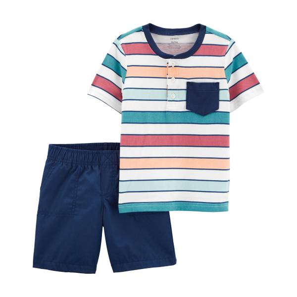 Carter's Toddler Boy's 2 Piece Striped Henley and Short Set - 2M993410 ...