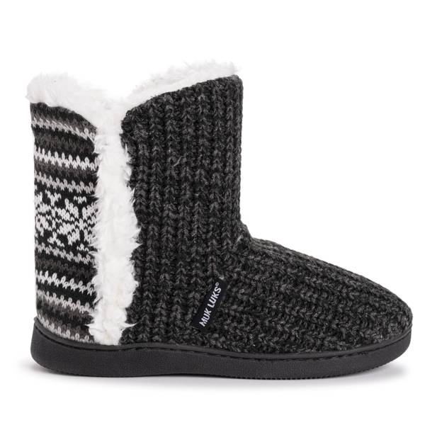 Muk Luks Women's Cheyenne Slipper Booties, Black/White, XL - 16663-106 ...