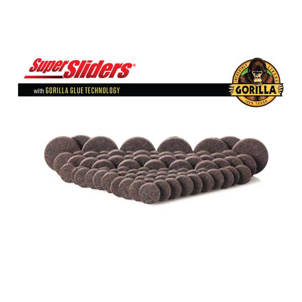 Waxman Assorted Round Brown Felt Super Sliders w/ Gorilla Glue - Furniture Sliders