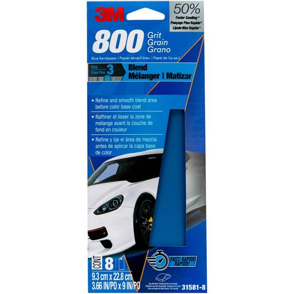 Photo of 8-Pack 3-2/3" x 9" 800 Grit Blue Sandpaper