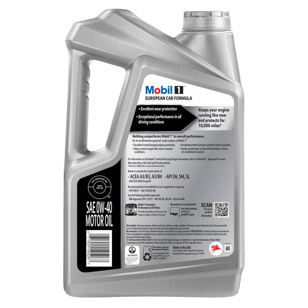 Mobil 1 5-Quart 1 FS European Car Formula 0W-40 Full Synthetic