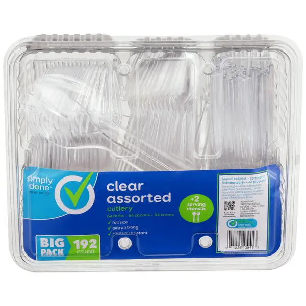 600 Pc. Clear Disposable Plastic Cutlery Set - Spoons, Forks and Knives  (200 Guests)