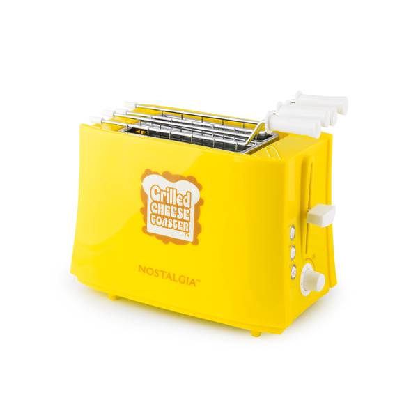 Nostalgia Ntcs2yw Grilled Cheese Toaster with Easy-Clean Toaster Baskets & Adjustable Toasting Dial Yellow