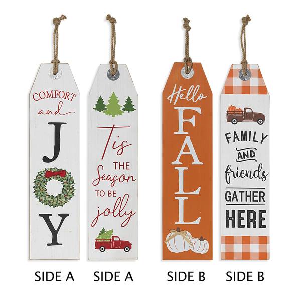 Gerson Reversible Christmas & Fall Holiday Wall Hanging Signs ...