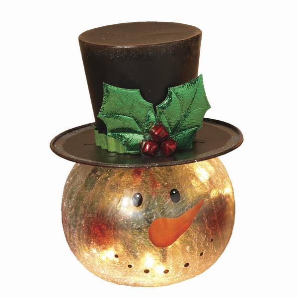 crackle glass snowman light