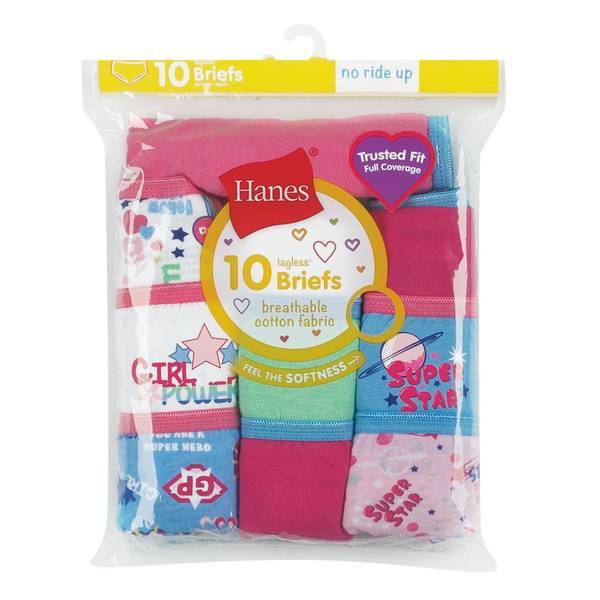 Hanes Girl's 10-Pack Cotton Briefs - GP10BR-6