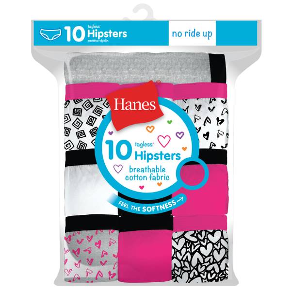 Hanes Girl's 10-Pack Cotton Hipsters - GP10HP-6