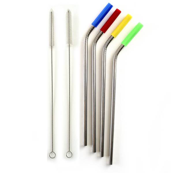 Core 6pc Stainless Steal Straw Set with Silicone Tip