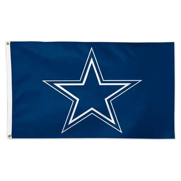 Dallas Cowboys Star Grey Background Deluxe Flag