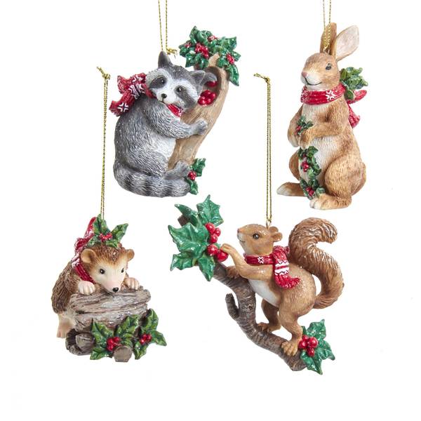 Kurt S. Adler Woodland Hedgehog, Rabbit, Raccoon and Squirrel Ornaments ...