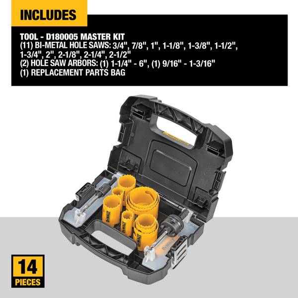 DEWALT 14-Piece Hole Saw Kit - D180005 | Blain's Farm & Fleet