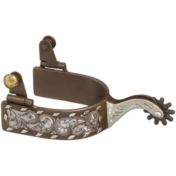 Photo of Antique Brown Engraved Buckstitch Spurs